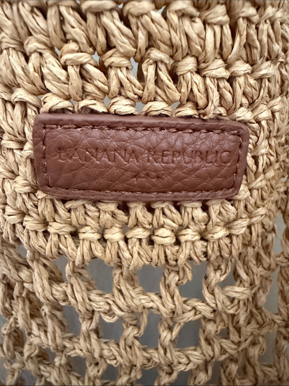 Banana Republic Tan Crochet Tote with Brown Straps - perfect for beach or pool - Picture 2 of 3